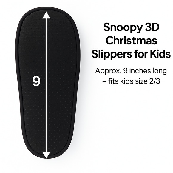 Peanuts Snoopy 3D Christmas Scuff Slippers Kids 2/3 Plush Santa Slip-Ons New - Picture 7 of 16